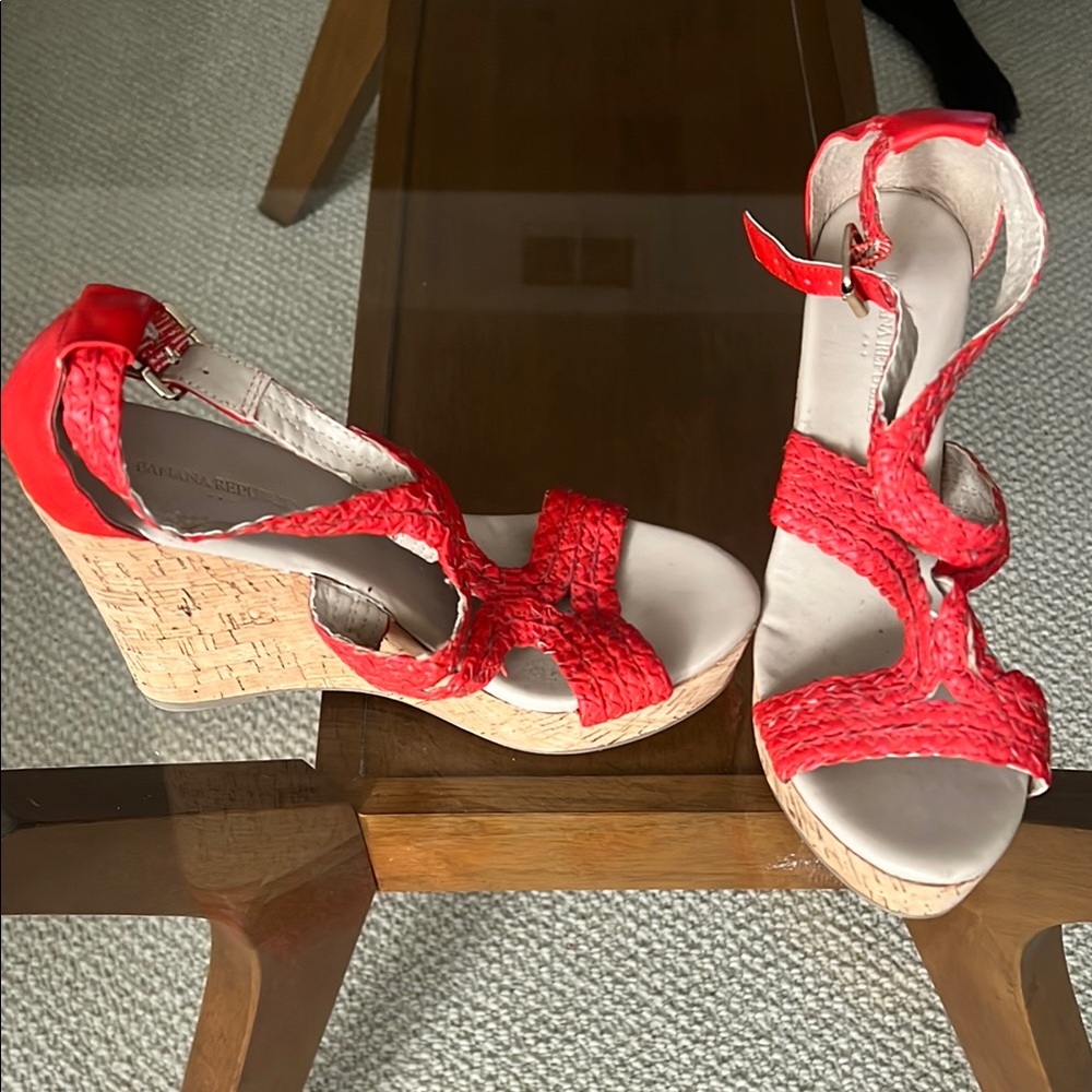 Red Wedge Sandals